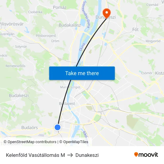 Kelenföld Vasútállomás M to Dunakeszi map