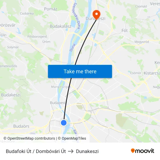 Budafoki Út / Dombóvári Út to Dunakeszi map