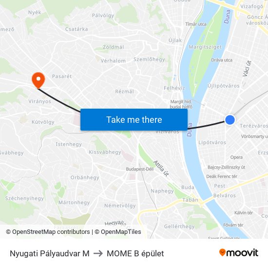 Nyugati Pályaudvar M to MOME B épület map