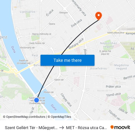 Szent Gellért Tér - Műegyetem M to MET - Rózsa utca Campus map