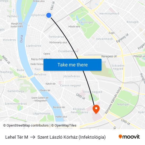 Lehel Tér M to Szent László Kórház (Infektológia) map