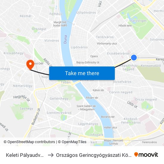 Keleti Pályaudvar M to Országos Gerincgyógyászati Központ map