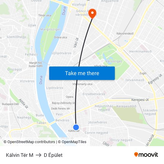 Kálvin Tér M to D Épület map