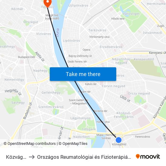 Közvágóhíd to Országos Reumatológiai és Fizioterápiás Intézet (ORFI) map