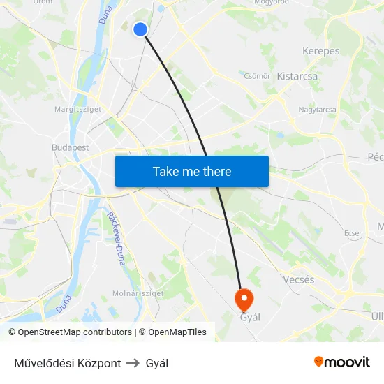Művelődési Központ to Gyál map