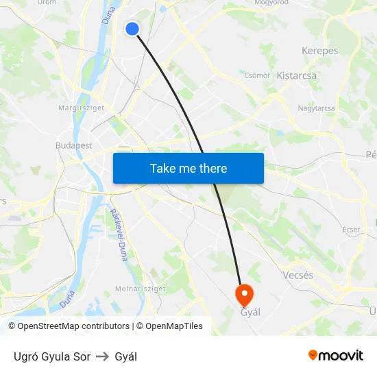 Ugró Gyula Sor to Gyál map