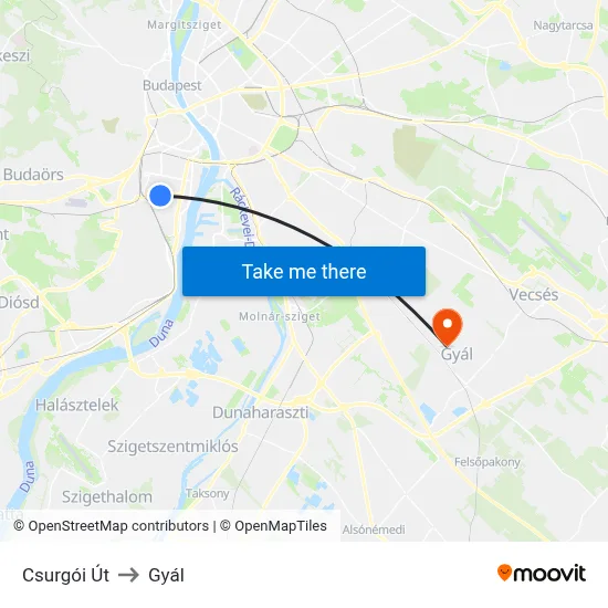 Csurgói Út to Gyál map