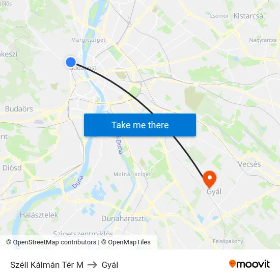 Széll Kálmán Tér M to Gyál map