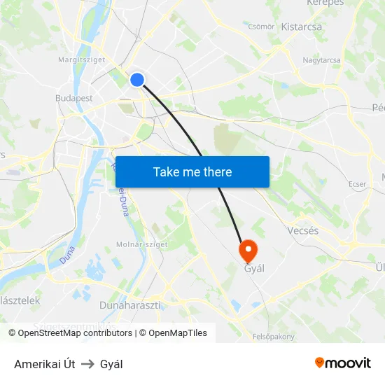 Amerikai Út to Gyál map