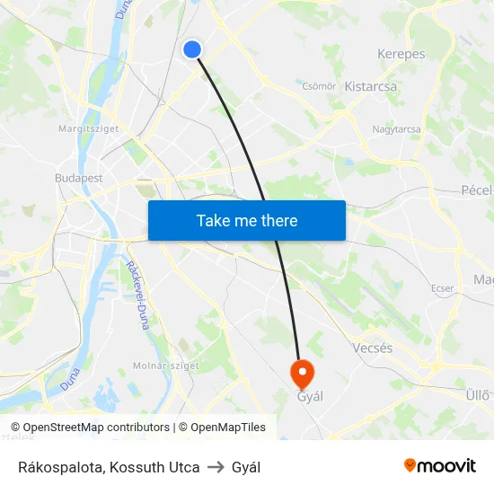 Rákospalota, Kossuth Utca to Gyál map