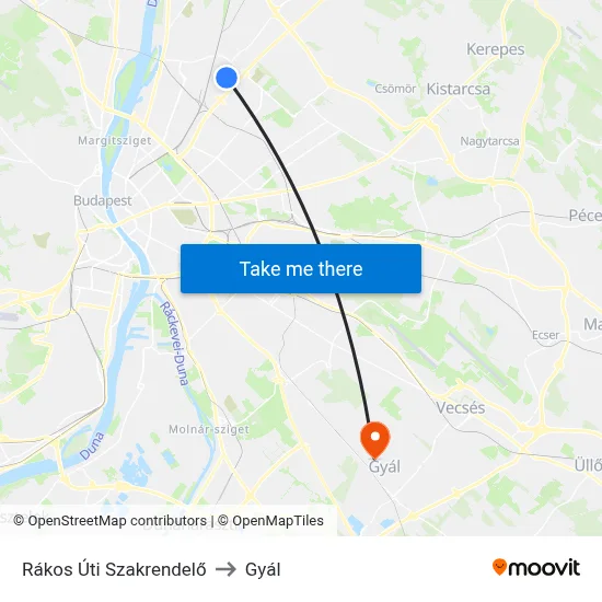Rákos Úti Szakrendelő to Gyál map