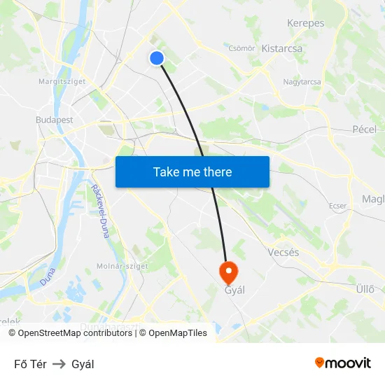 Fő Tér to Gyál map