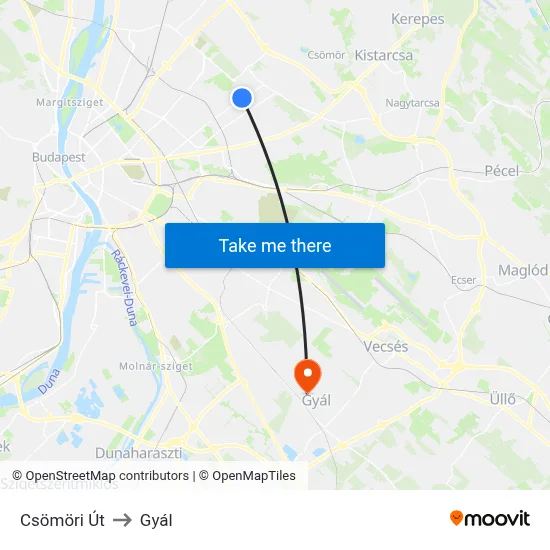 Csömöri Út to Gyál map