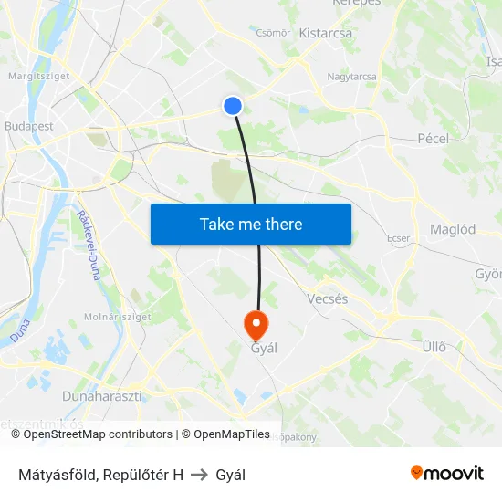 Mátyásföld, Repülőtér H to Gyál map