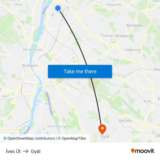 Íves Út to Gyál map