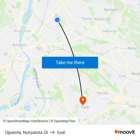 Újpalota, Nyírpalota Út to Gyál map