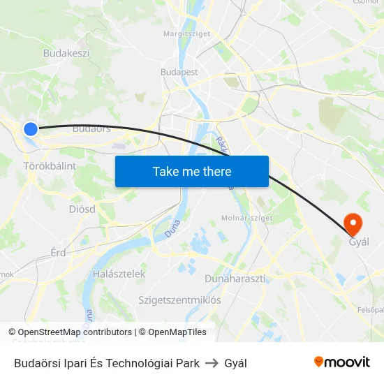 Budaörsi Ipari És Technológiai Park to Gyál map