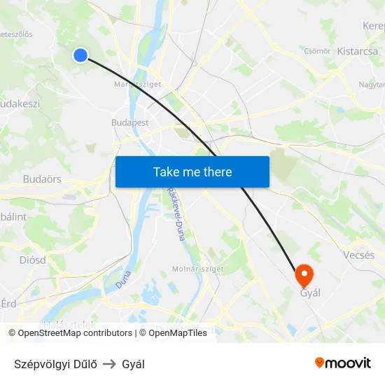 Szépvölgyi Dűlő to Gyál map