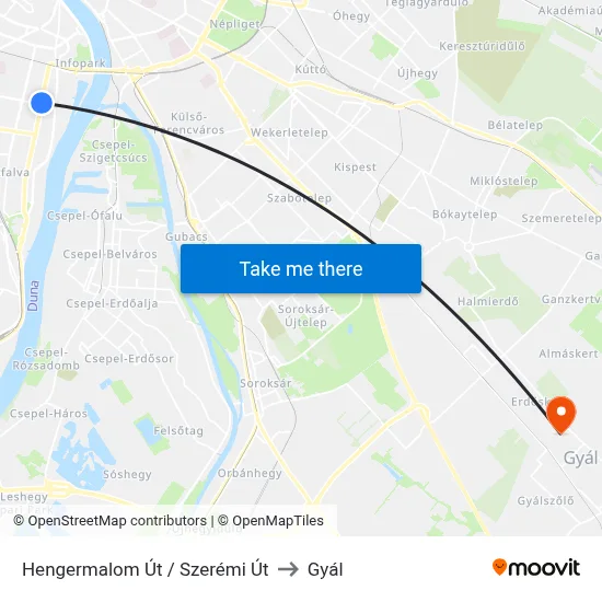 Hengermalom Út / Szerémi Út to Gyál map