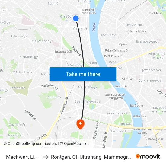 Mechwart Liget to Röntgen, Ct, Ultrahang, Mammográfia map