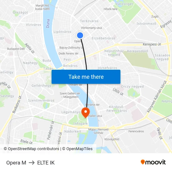 Opera M to ELTE IK map