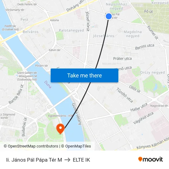 Ii. János Pál Pápa Tér M to ELTE IK map