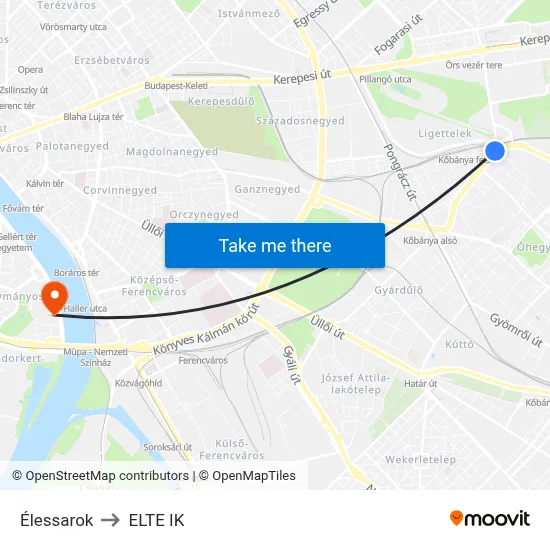 Élessarok to ELTE IK map