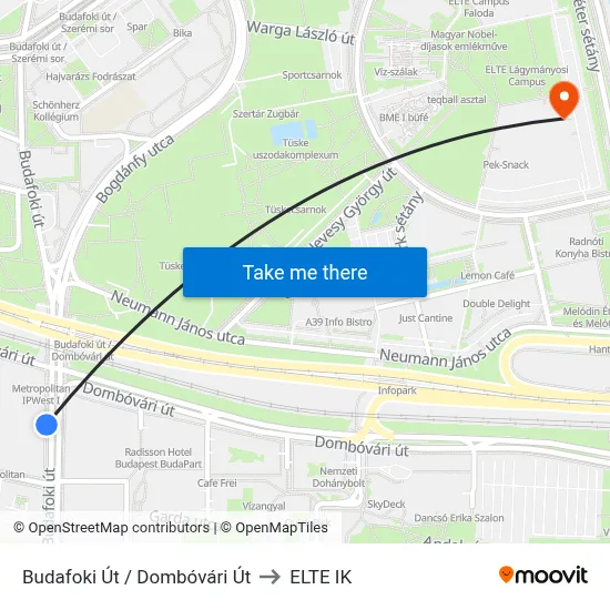Budafoki Út / Dombóvári Út to ELTE IK map