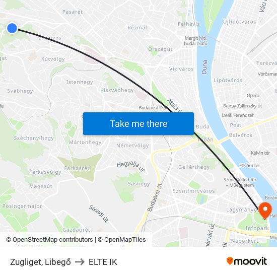 Zugliget, Libegő to ELTE IK map
