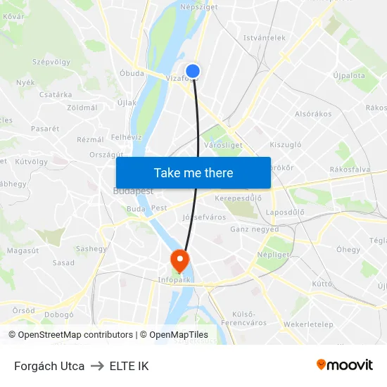 Forgách Utca to ELTE IK map