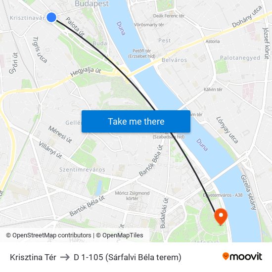 Krisztina Tér to D 1-105 (Sárfalvi Béla terem) map