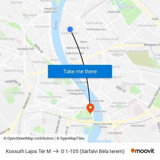 Kossuth Lajos Tér M to D 1-105 (Sárfalvi Béla terem) map