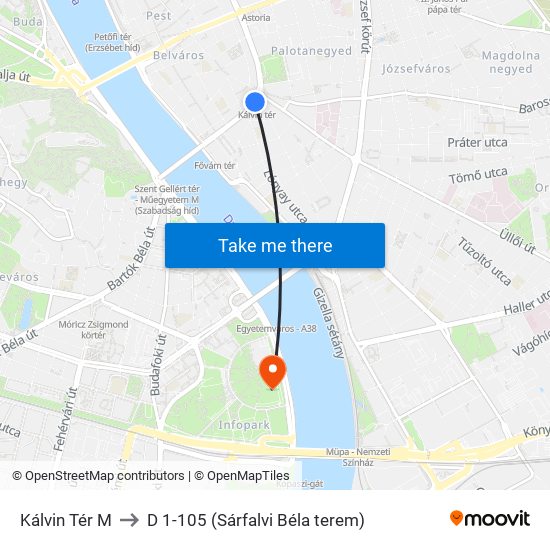 Kálvin Tér M to D 1-105 (Sárfalvi Béla terem) map