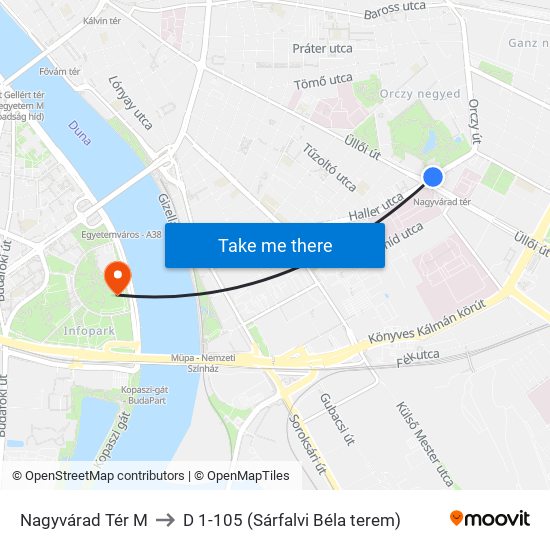 Nagyvárad Tér M to D 1-105 (Sárfalvi Béla terem) map