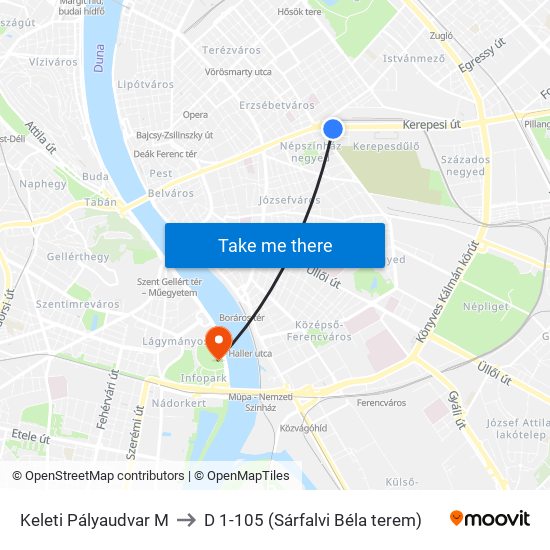 Keleti Pályaudvar M to D 1-105 (Sárfalvi Béla terem) map