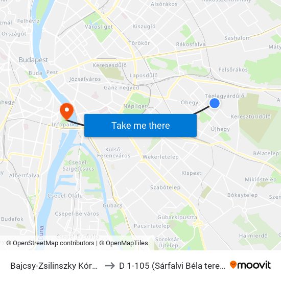 Bajcsy-Zsilinszky Kórház to D 1-105 (Sárfalvi Béla terem) map