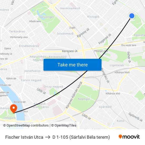 Fischer István Utca to D 1-105 (Sárfalvi Béla terem) map