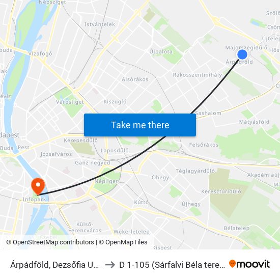 Árpádföld, Dezsőfia Utca to D 1-105 (Sárfalvi Béla terem) map
