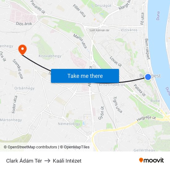 Clark Ádám Tér to Kaáli Intézet map