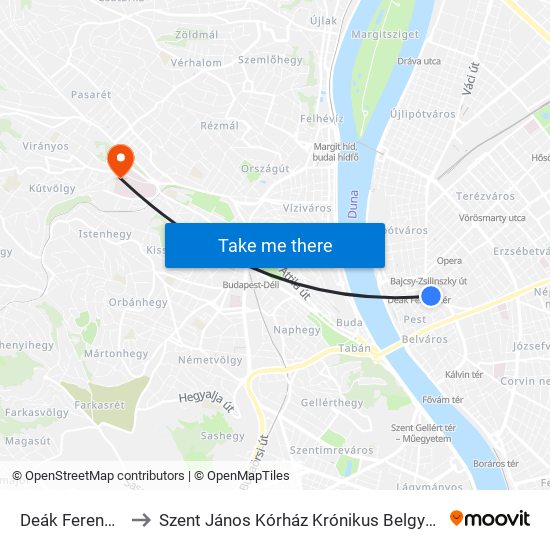 Deák Ferenc Tér M to Szent János Kórház Krónikus  Belgyógyászat 25 Ép map