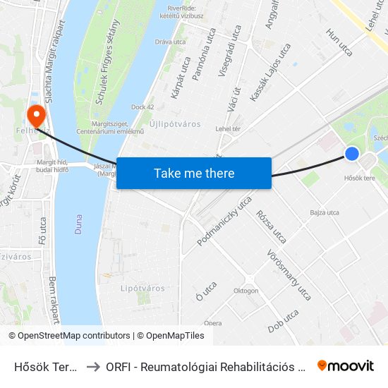 Hősök Tere M to ORFI - Reumatológiai Rehabilitációs Osztály map