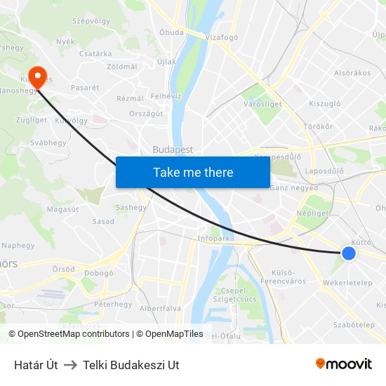 Határ Út to Telki Budakeszi Ut map