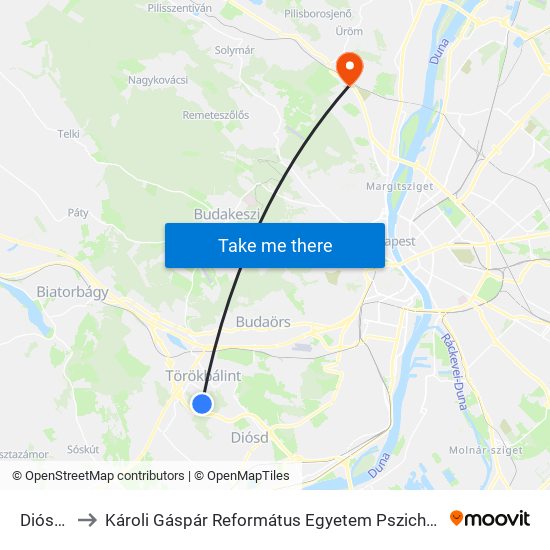 Dióskert to Károli Gáspár Református Egyetem Pszichológiai Intézet map