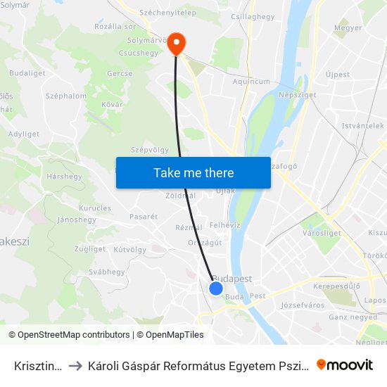 Krisztina Tér to Károli Gáspár Református Egyetem Pszichológiai Intézet map