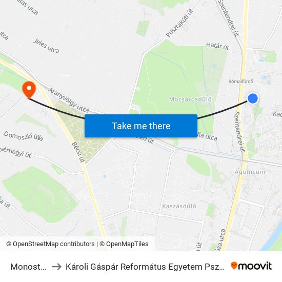 Monostori Út to Károli Gáspár Református Egyetem Pszichológiai Intézet map