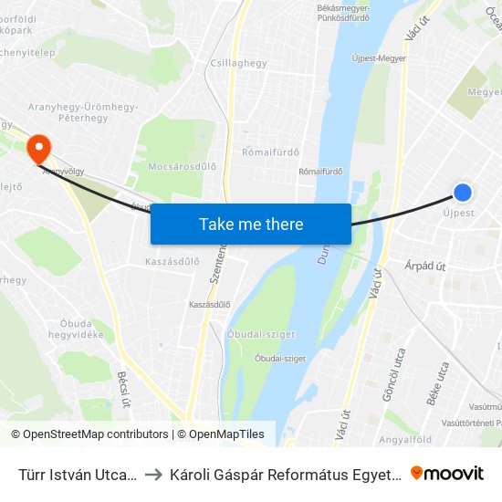 Türr István Utca / Nádor Utca to Károli Gáspár Református Egyetem Pszichológiai Intézet map