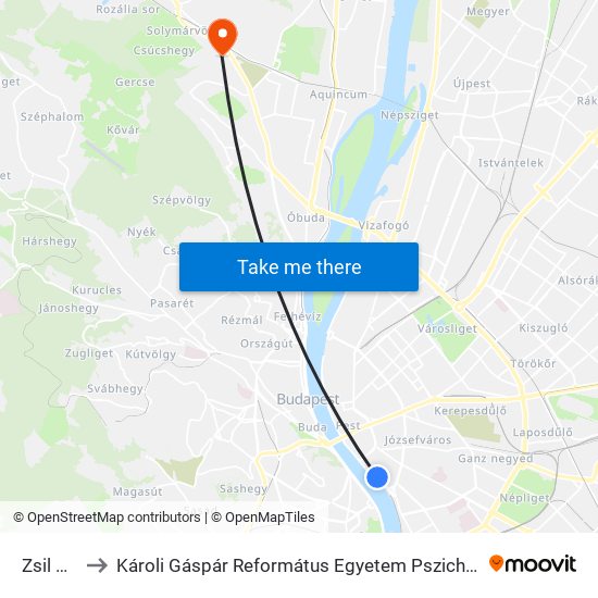 Zsil Utca to Károli Gáspár Református Egyetem Pszichológiai Intézet map