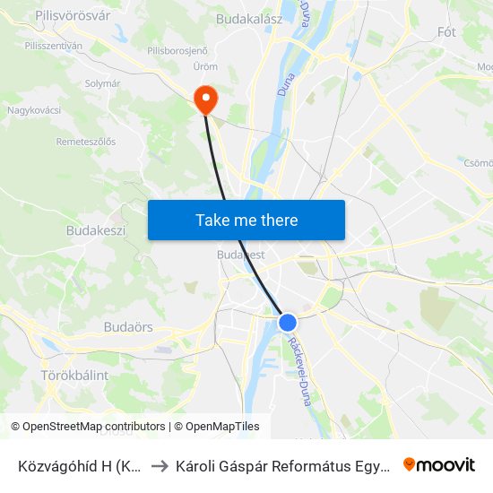 Közvágóhíd H (Kvassay Jenő Út) to Károli Gáspár Református Egyetem Pszichológiai Intézet map