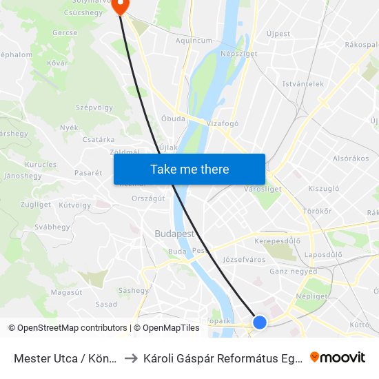 Mester Utca / Könyves Kálmán Körút to Károli Gáspár Református Egyetem Pszichológiai Intézet map