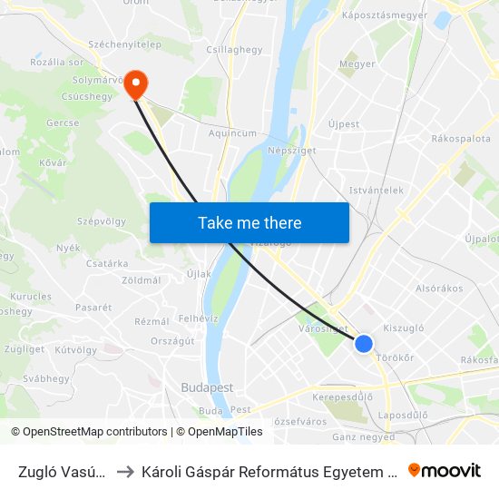Zugló Vasútállomás to Károli Gáspár Református Egyetem Pszichológiai Intézet map